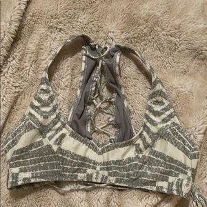 Rip curl gray and white swim top